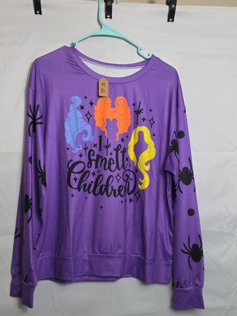 Halloween Purple 'I Smell Children' Womens Long Sleeve Top Hocus Pocus (W478)